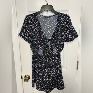 Shein Floral Tie-Front Romper